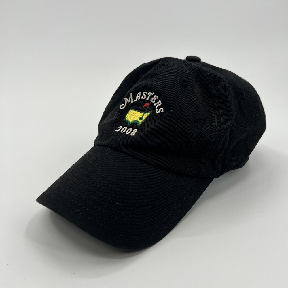 The Masters Golf Hat Black Strapback Adjustable American Needle Performance